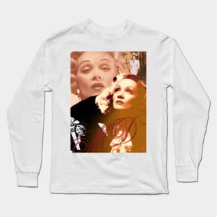 Marlene Dietrich Collage Portrait 3 Long Sleeve T-Shirt